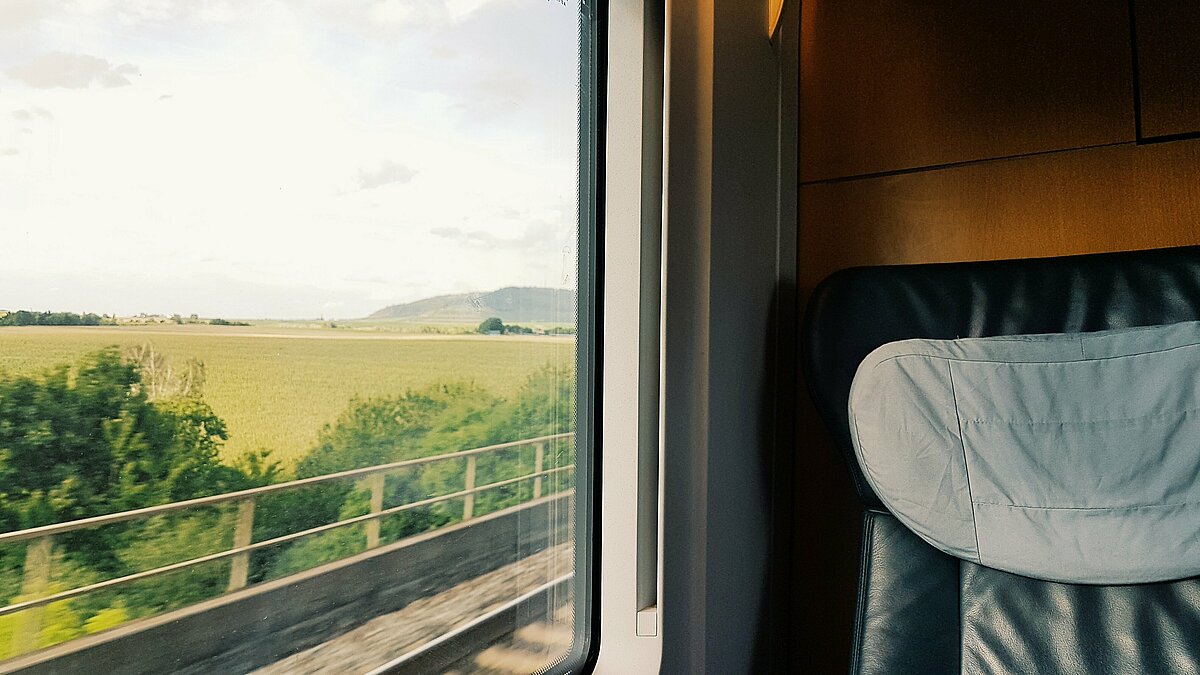 Seat and window inside the train